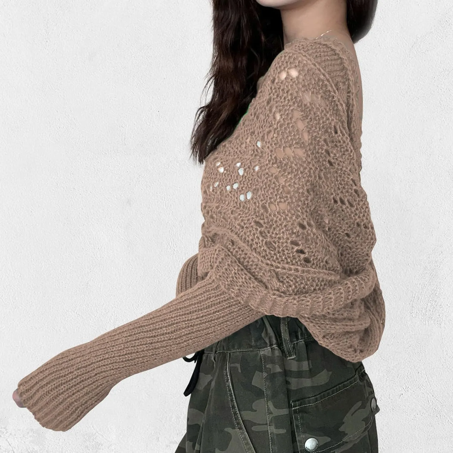 ACOSAP Scarf with Sleeves for Women, Knitted Cable Wrap, Multifunctional Knitted Crochet Shrugs, Double Sleeve Scarf Wrap