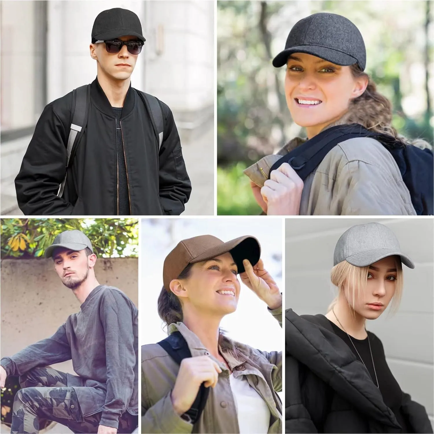 GADIEMKENSD Unstructured Wool Baseball Caps Winter Warm Hat Adjustable