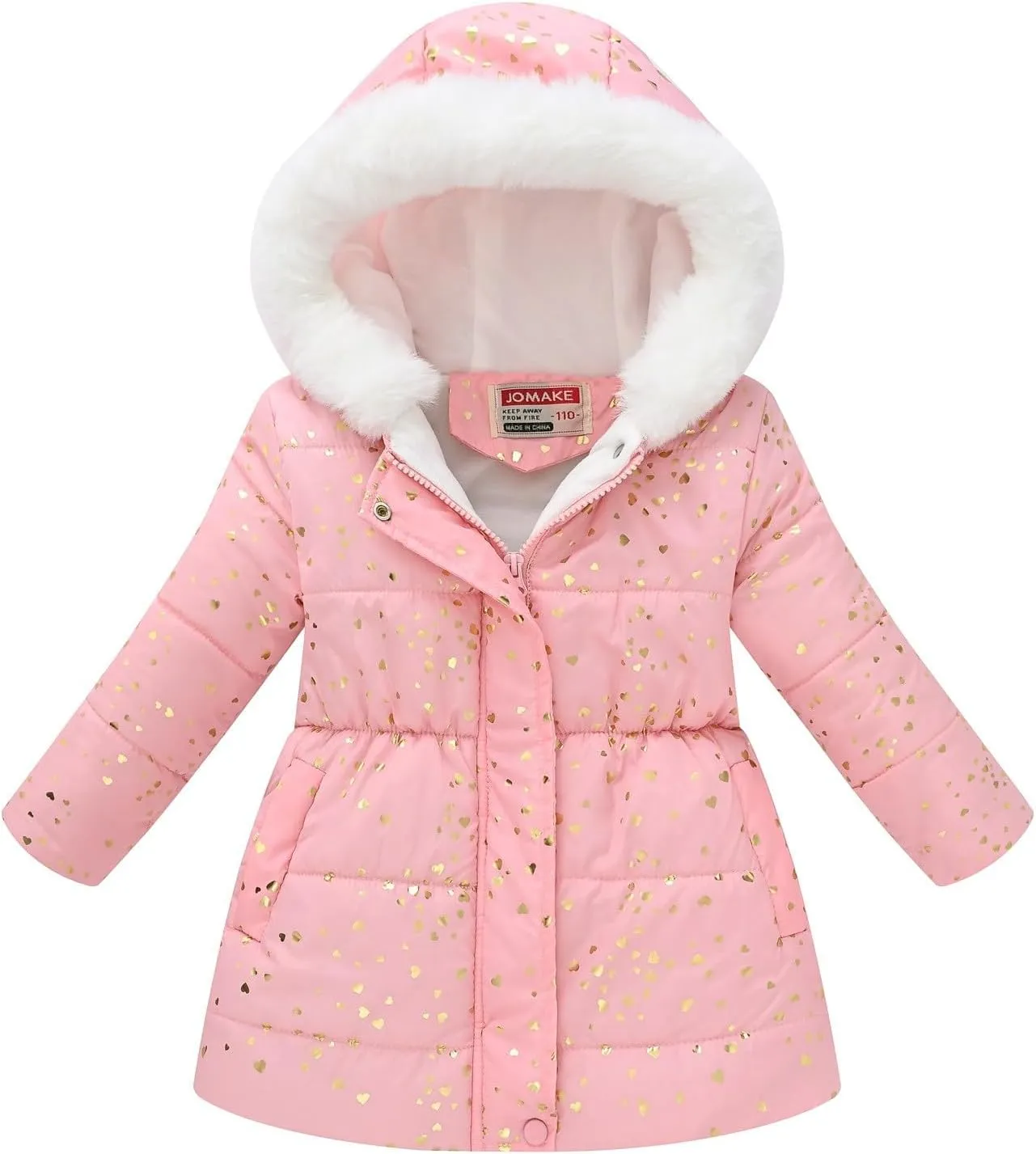 Girls Toddlers Flower Print Winter Coats Puffer Jacket Hooded Down Snow Thick Coat Outerwear Puffer Windproof
