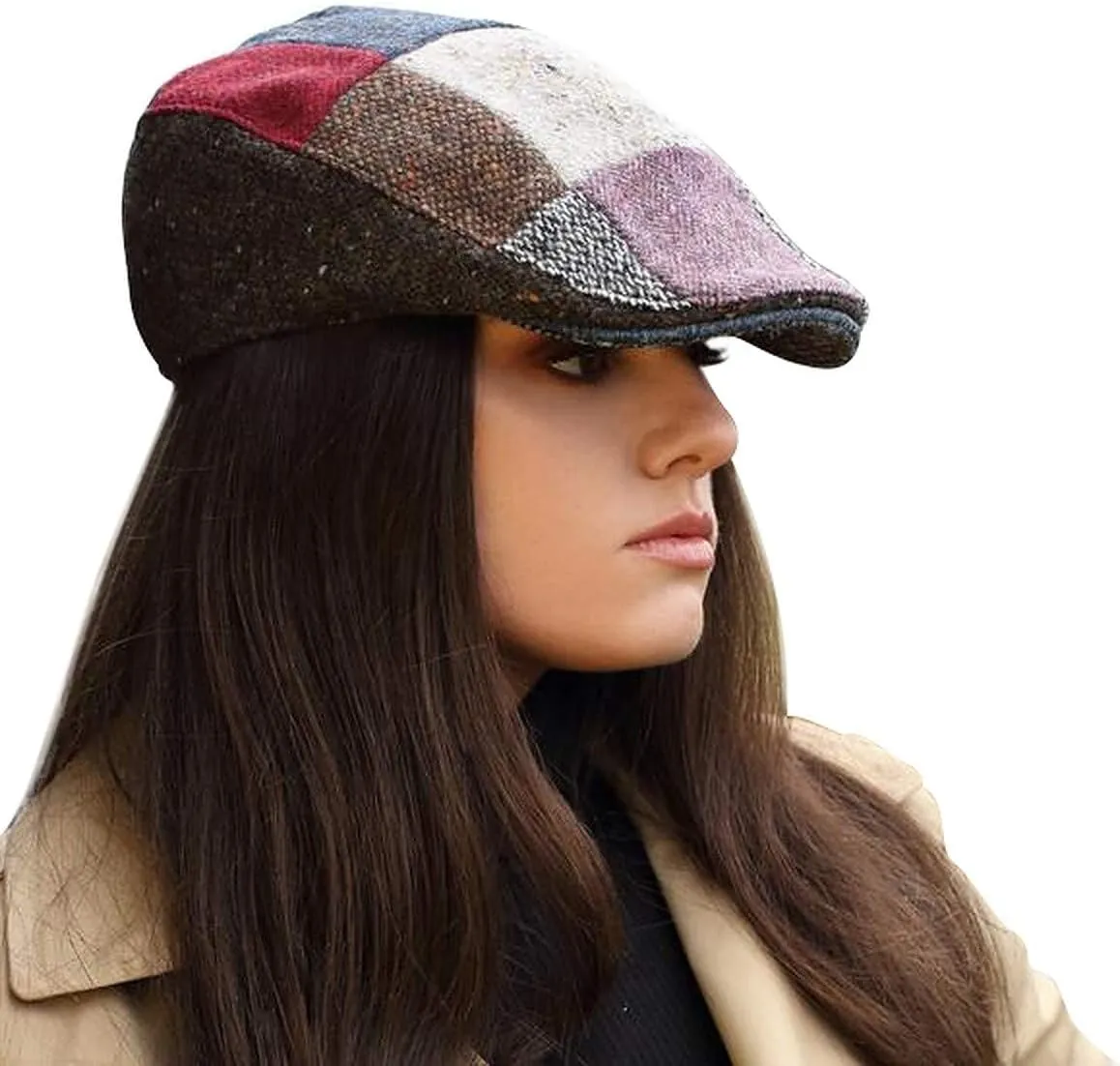 Hanna Hats Traditional Tweed Wool Donegal Touring Cap. Unisex Ivy Hat. Sewn Peak and Taffeta Lining. 100% Made in Ireland.