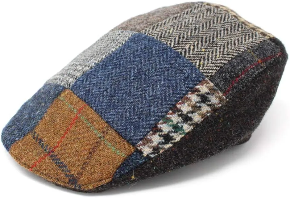 Hanna Hats Traditional Tweed Wool Donegal Touring Cap. Unisex Ivy Hat. Sewn Peak and Taffeta Lining. 100% Made in Ireland.