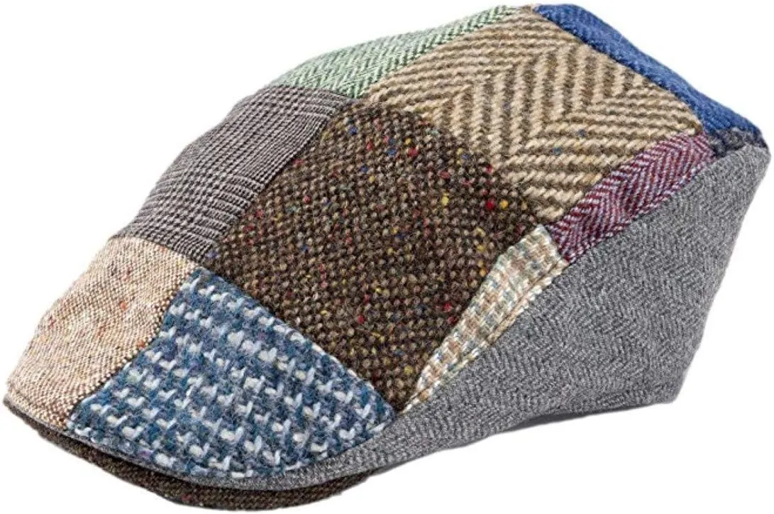 Hanna Hats Traditional Tweed Wool Donegal Touring Cap. Unisex Ivy Hat. Sewn Peak and Taffeta Lining. 100% Made in Ireland.