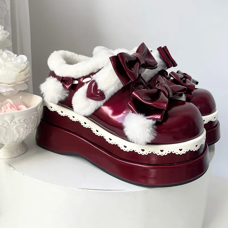 Kawaii Bow Plush Lolita Snow Boots