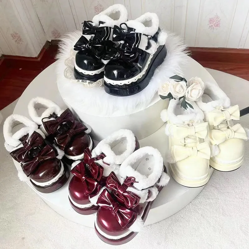 Kawaii Bow Plush Lolita Snow Boots