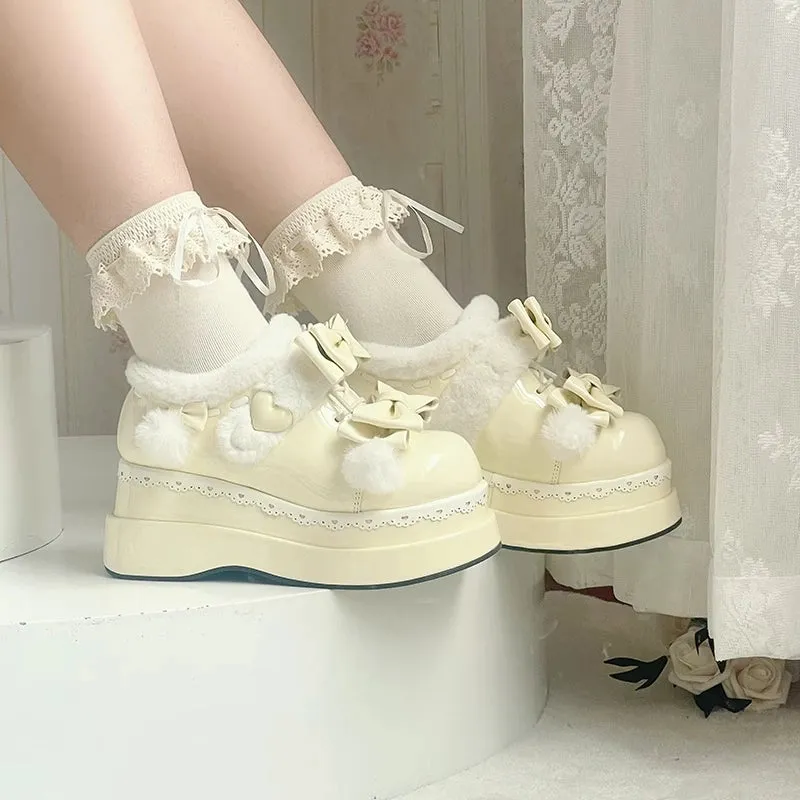 Kawaii Bow Plush Lolita Snow Boots