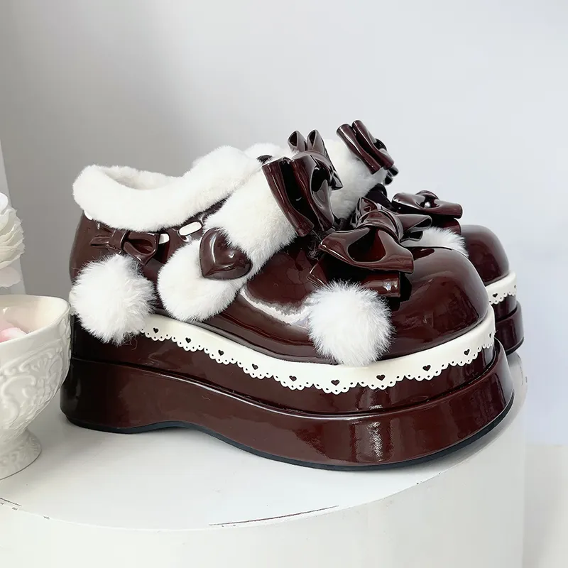 Kawaii Bow Plush Lolita Snow Boots
