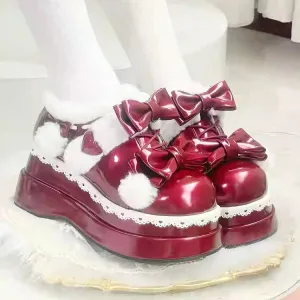 Kawaii Bow Plush Lolita Snow Boots