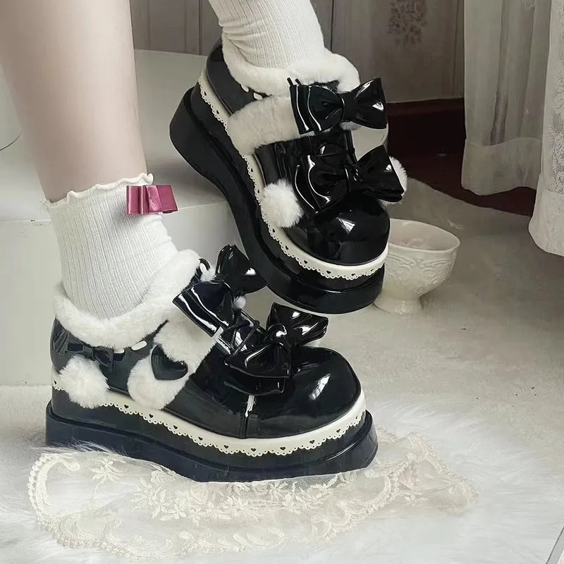 Kawaii Bow Plush Lolita Snow Boots