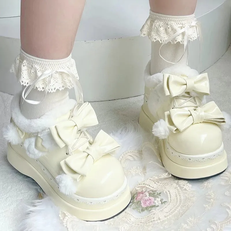 Kawaii Bow Plush Lolita Snow Boots
