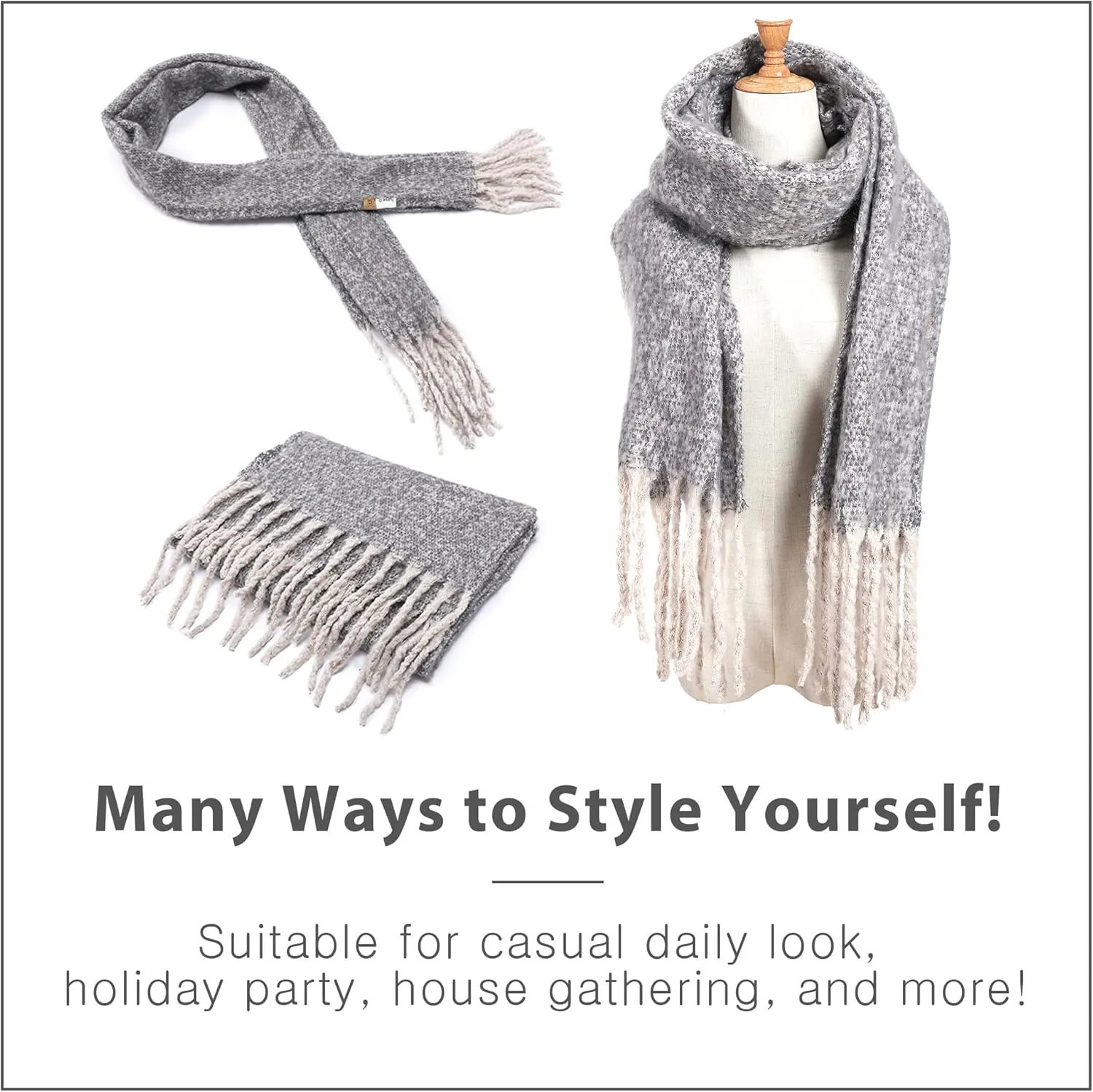 MaxiI Winter Scarf for Women Tassels Blanket Scarf Womens Wraps and Shawls