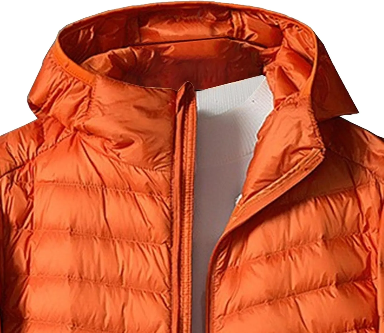Mens Packable Lightweight Puffy Hooded Winter Coat Windproof Zipper Down Jacket Down Puffer Jacket with Hood