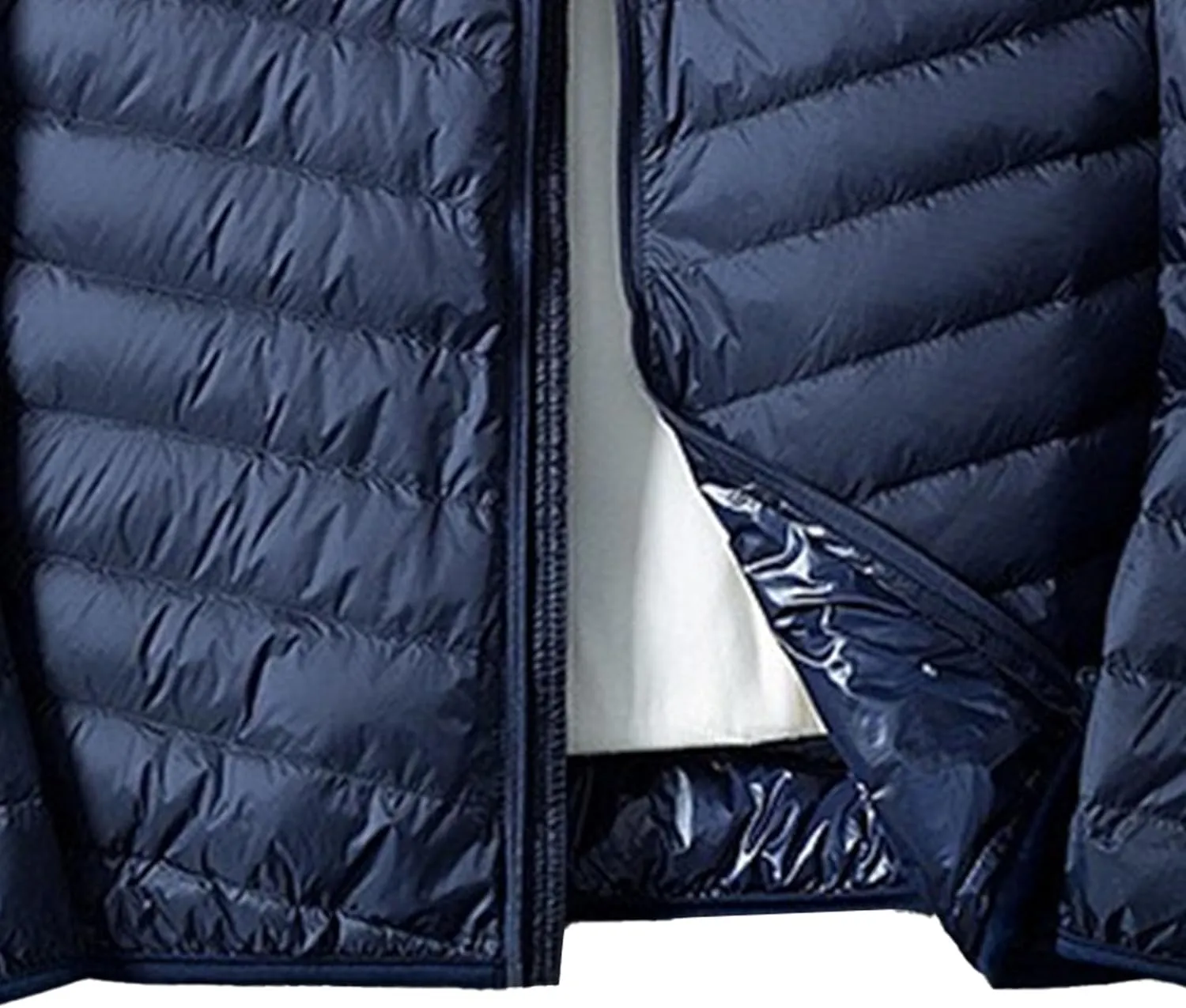 Mens Packable Lightweight Puffy Hooded Winter Coat Windproof Zipper Down Jacket Down Puffer Jacket with Hood