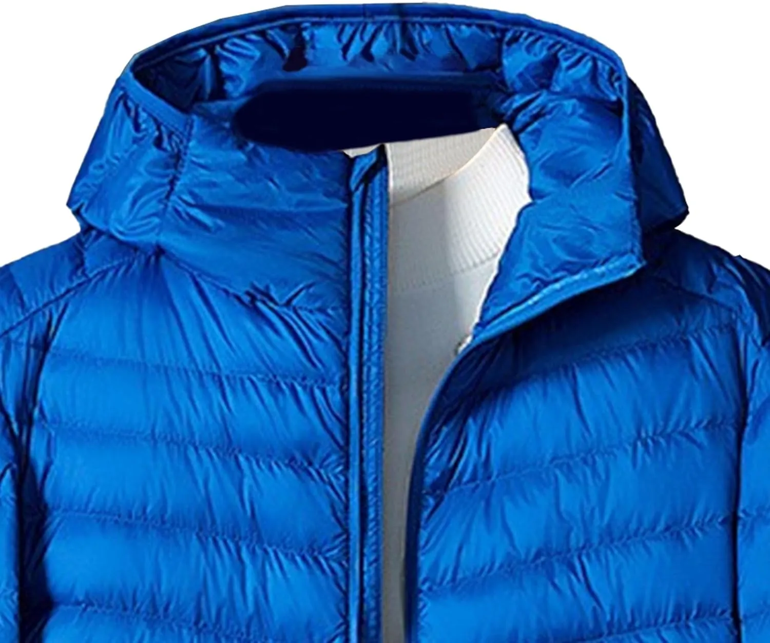 Mens Packable Lightweight Puffy Hooded Winter Coat Windproof Zipper Down Jacket Down Puffer Jacket with Hood