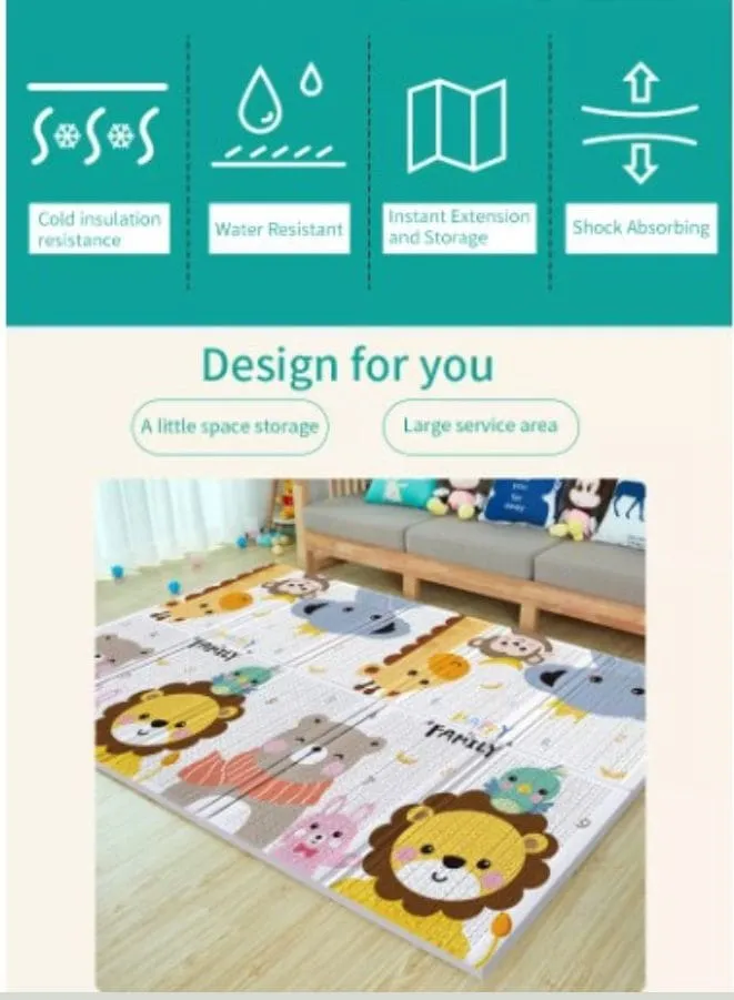 Reversible Mouse Design Double-Sided Kids Mat, Waterproof & Non-toxic (200x180x1.0cm)