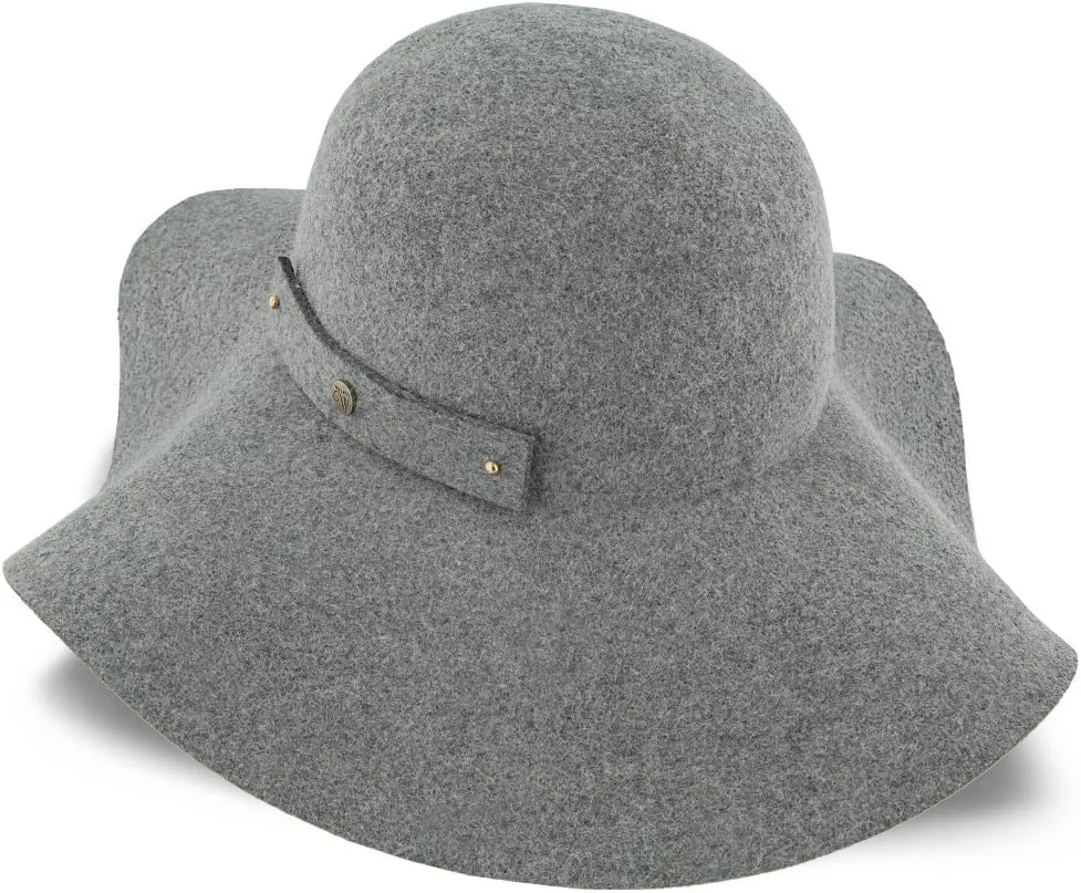 Sundial Grey Wool Felt Wide Brim Hat | 100% Australian Wool | Packable Design | 4 3/8" Brim & Decorative Band