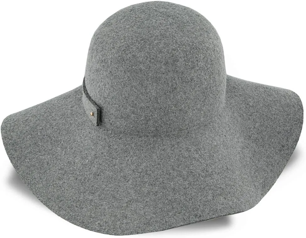 Sundial Grey Wool Felt Wide Brim Hat | 100% Australian Wool | Packable Design | 4 3/8" Brim & Decorative Band