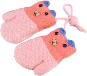 Toddler Mittens on String Baby Snow Gloves Kid Magic Gloves Ski Thermal Gloves