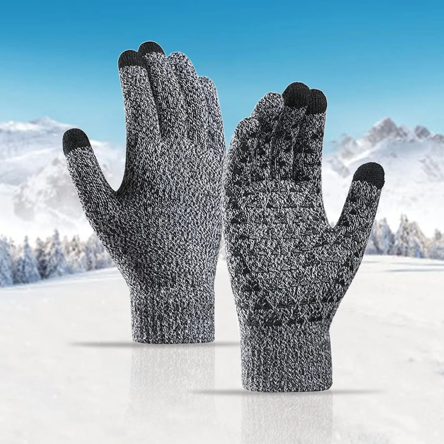 Unisex Winter Gloves Warm Upgraded Touchscreen Glove Windproof Elastic Texting Grey Gloves Women for Running Hiking