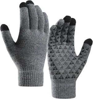 Unisex Winter Gloves Warm Upgraded Touchscreen Glove Windproof Elastic Texting Grey Gloves Women for Running Hiking
