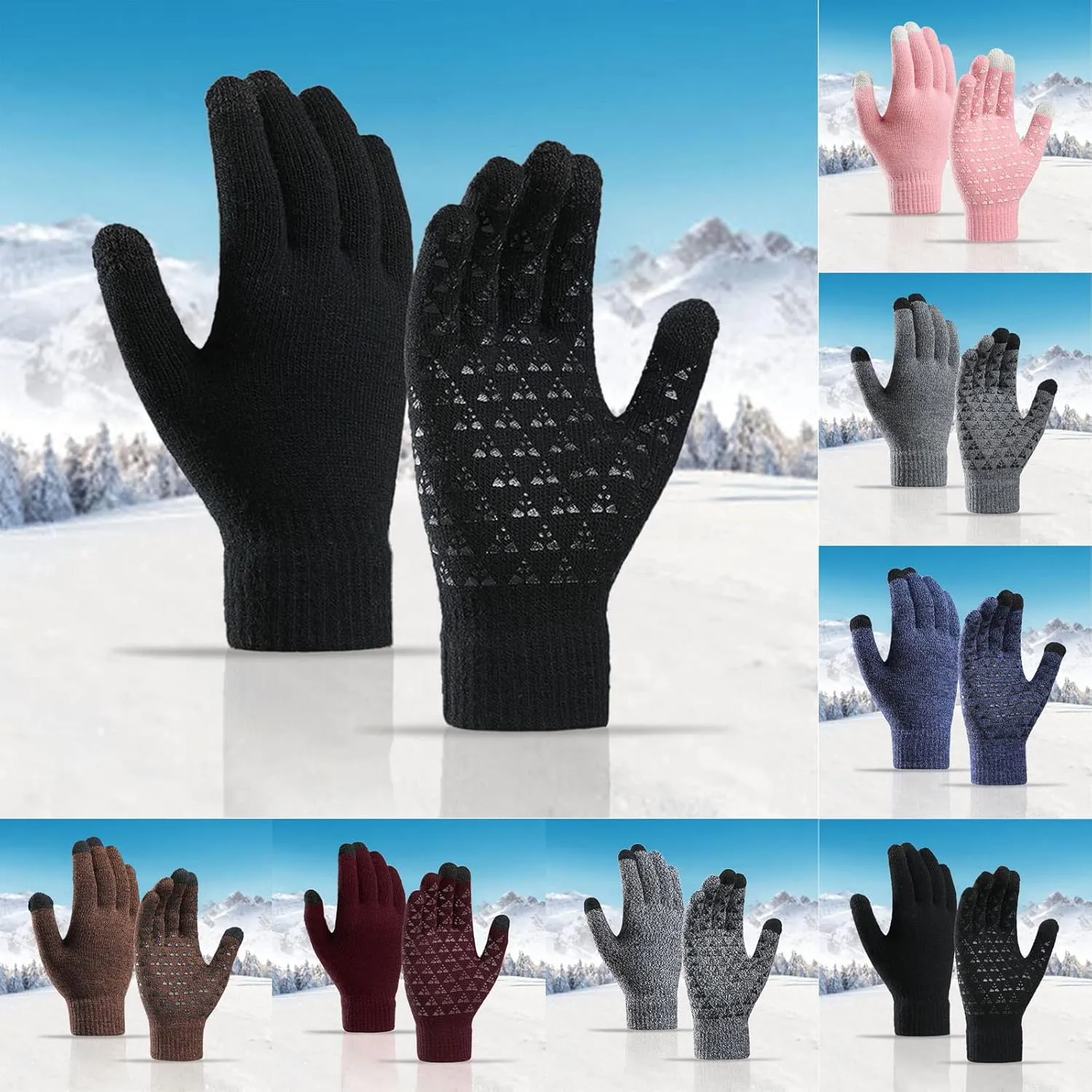 Unisex Winter Gloves Warm Upgraded Touchscreen Glove Windproof Elastic Texting Grey Gloves Women for Running Hiking