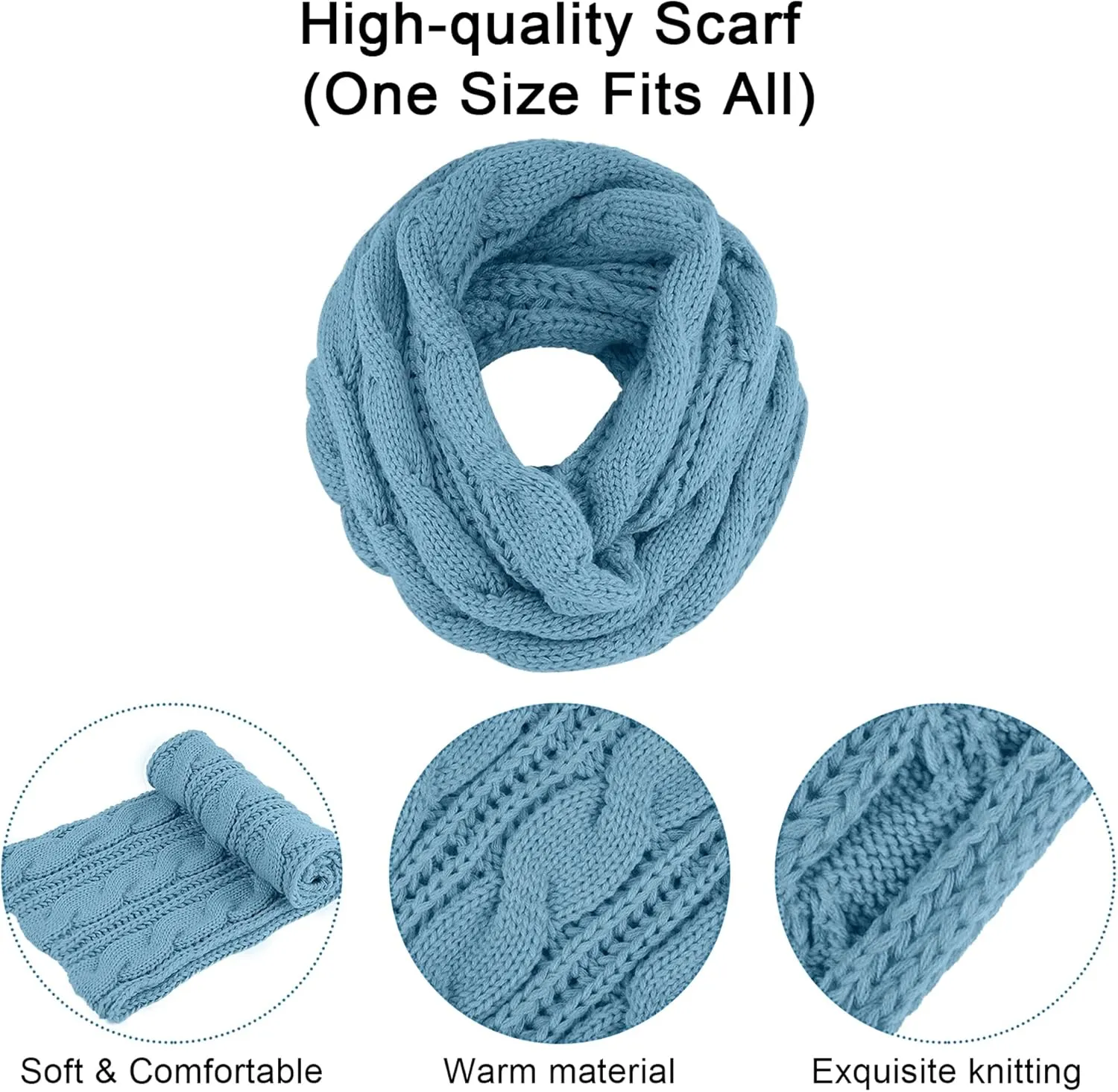 URATOT Winter Warm Knitted Sets Beanie Pompom Hat Scarves Winter Touchscreen Gloves Scarf Set for Men Women