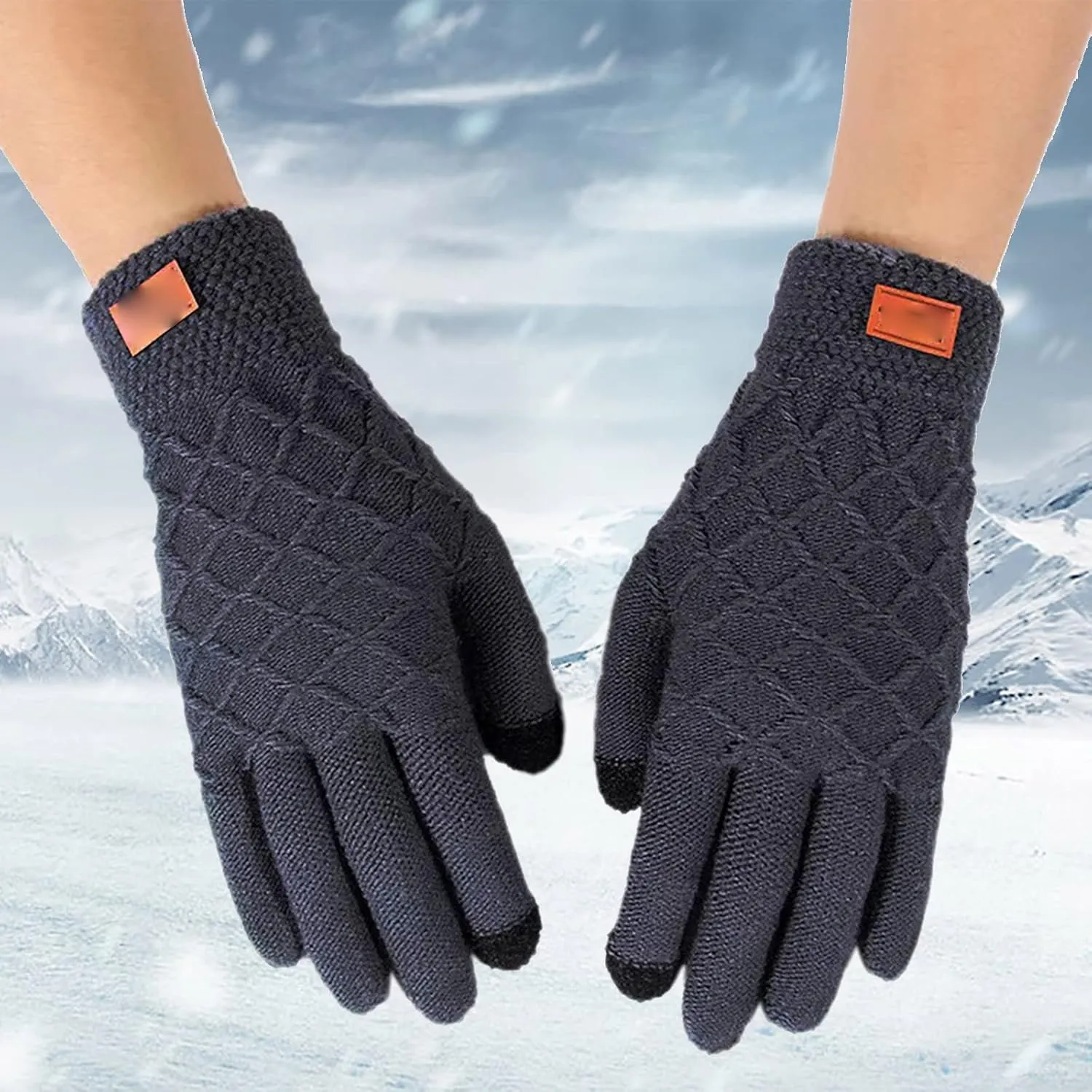 Winter Touchscreen Gloves Unisex Knitted Warm Gloves for Men Women Touchscreen Lined Stretchy Mitten