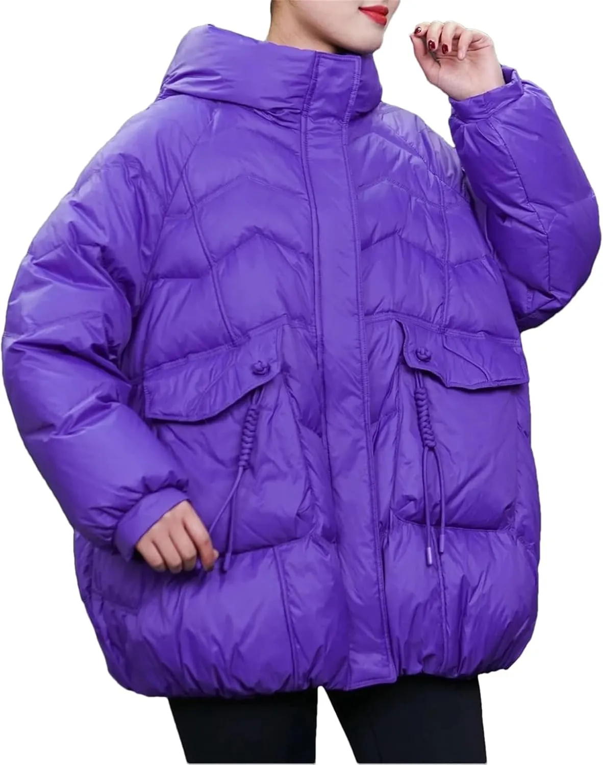 Winter Vintage Loose Casual Jacket Mid-Long Hooded Warm Puffer Coat Female Duck Down Jacket
