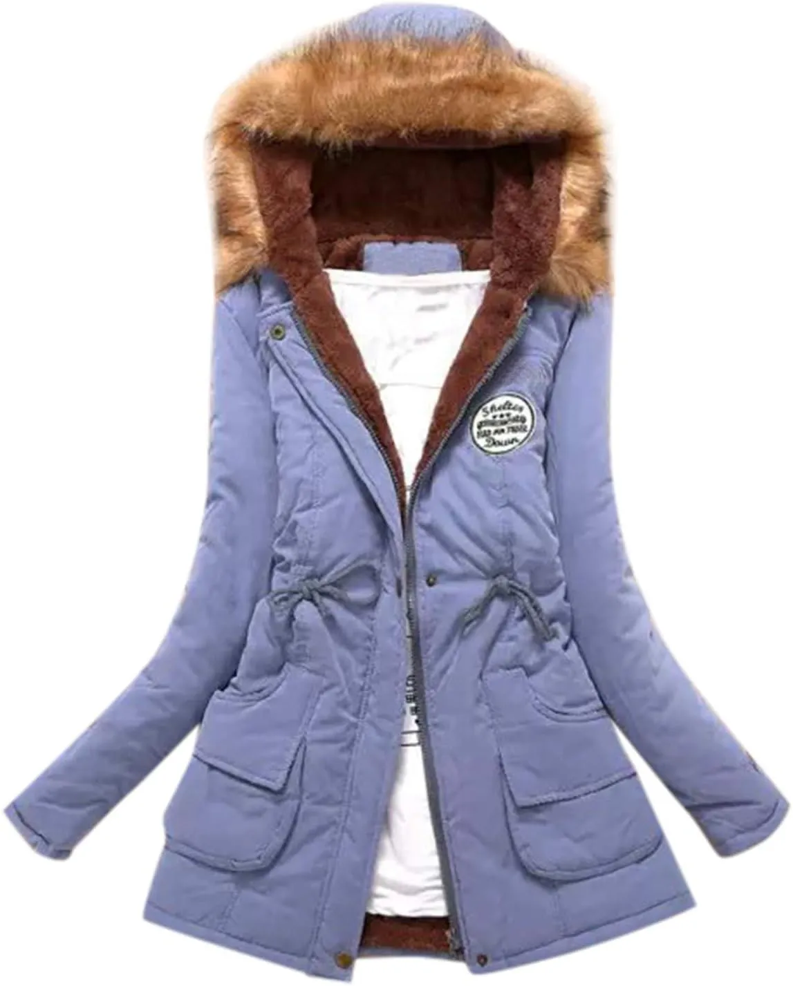 Womens Winter Coats Mid Length Sherpa Lined Warm Jackets Thickened Parka Windproof Outerwear With Removable Hood