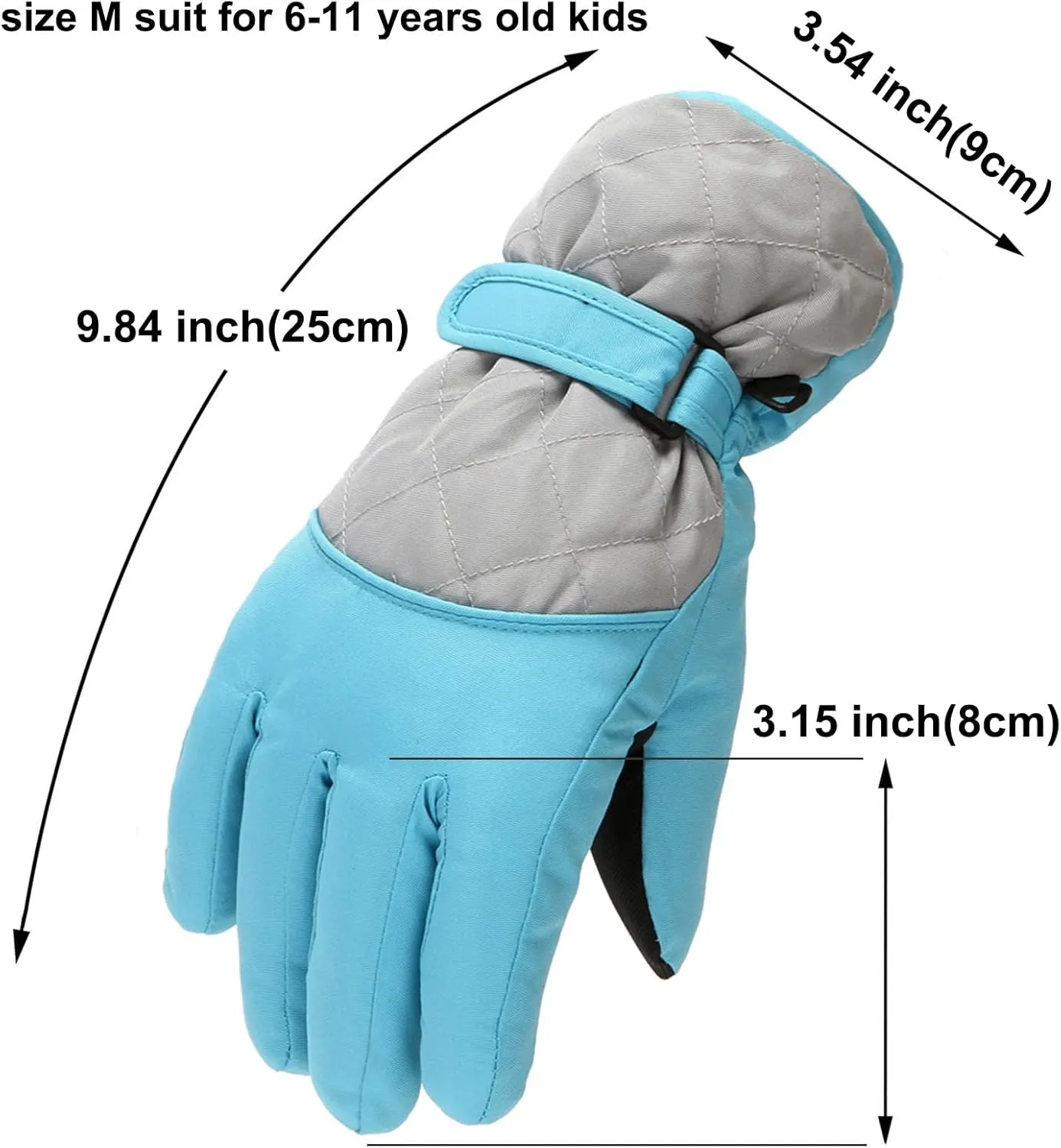 YOLAI Fashion Kids Outdoor Ski Gloves Girls Boys Thickening Warm Mittens Waterproof Insulated Gloves for 6~15T